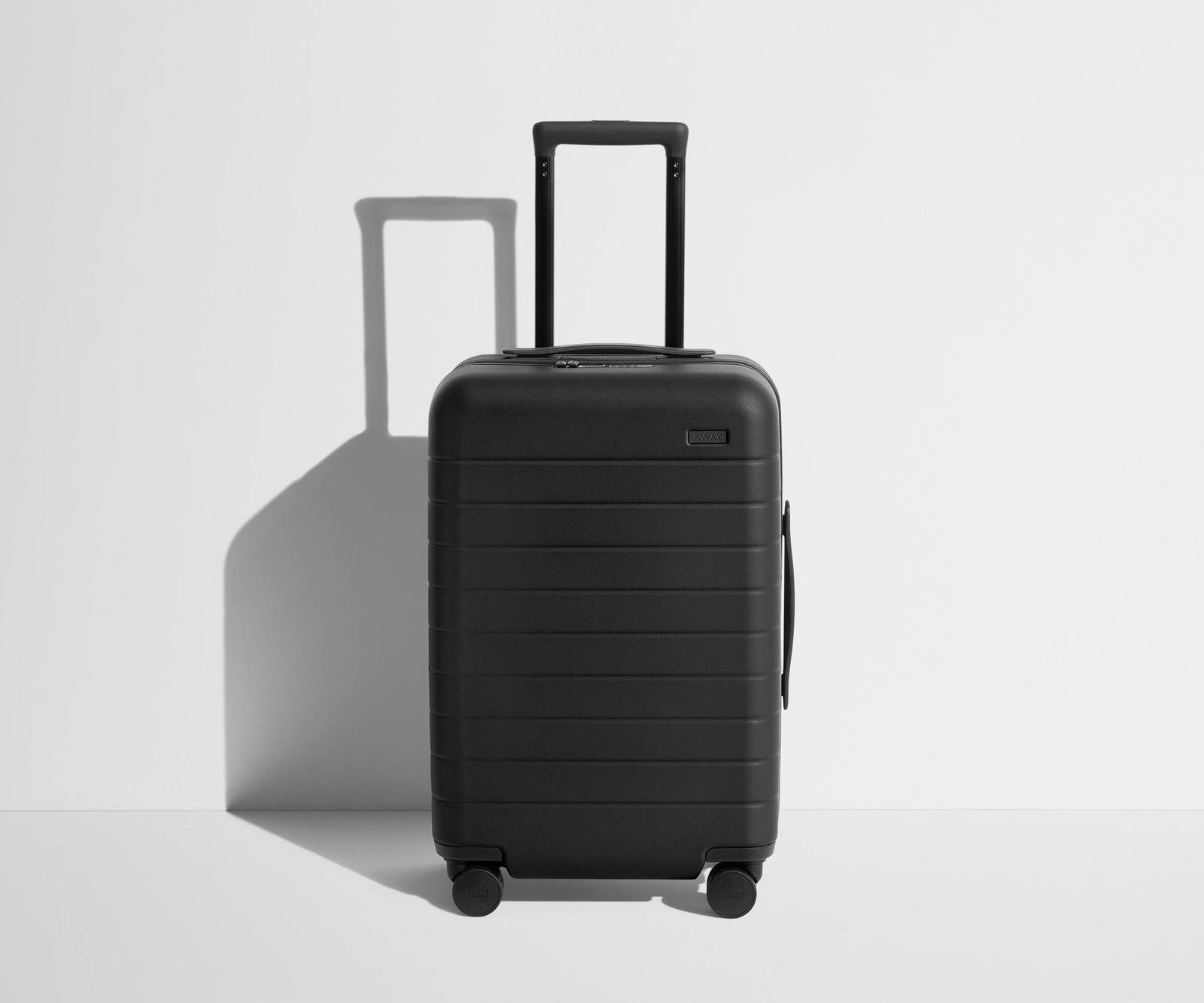 Away The Carry-On suitcase in Jet Black, detail view; official maker product photograph