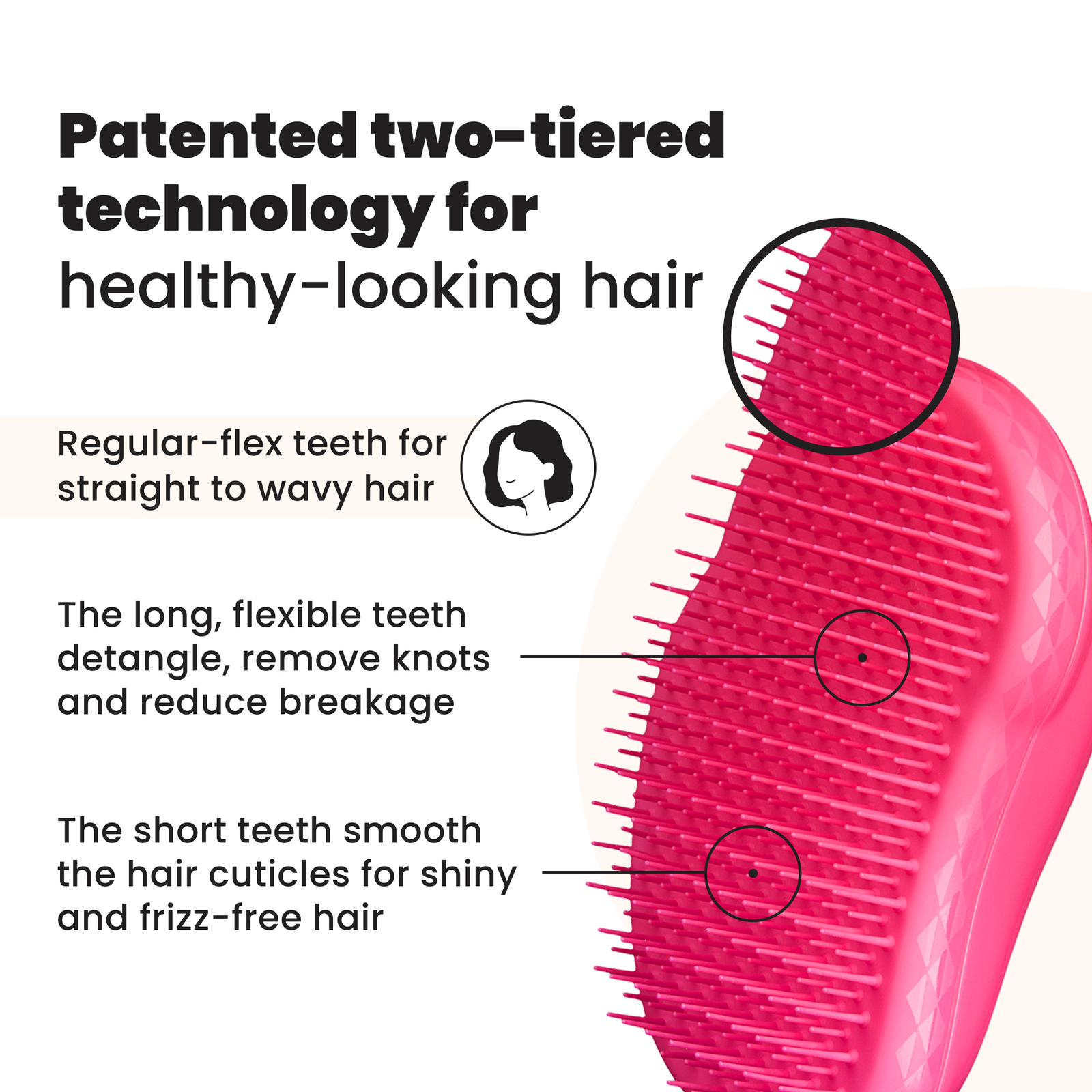 Tangle Teezer The Original in Pink Fizz, alternate view; official maker product photograph